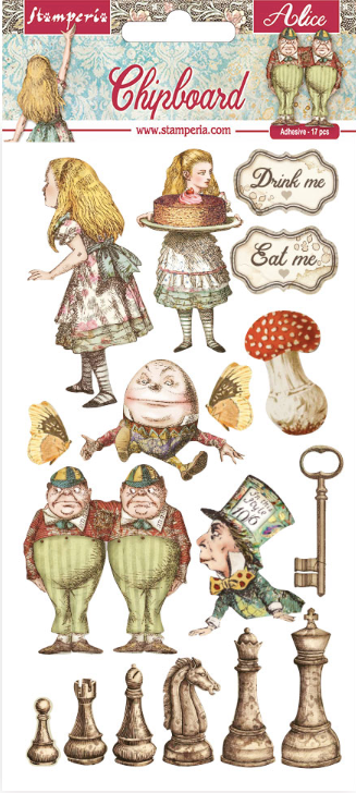 Stamperia spaanplaat - Alice door het kijkglas